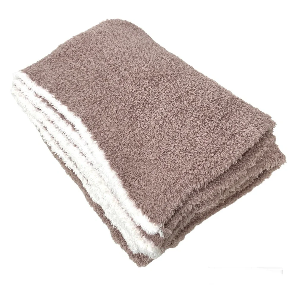 BAREFOOT DREAMS CozyChic Contrast Tip Throw Blanket NEW Vintage Rose Rare